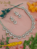 Bollywood Celebrity Priyanka Chopra inspired Silver Finish Diamond Necklace Set for Women -SONAM001DN