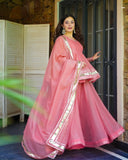 Pink Gotapati work Palazzo and Top with Dupatta  for women -SHRI001PT
