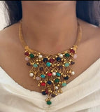 Susannah , elegant Antique Finish Navratan Necklace Set for Women -SONAM001NR