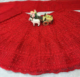 SSS Launching 4 meter Red Color flared Premium Quality Soft Net Lehenga-SSS001RL