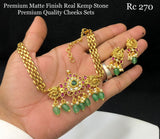 Sarangini , elegant Matte Gold Finish Kemp Necklace Set for Women -SHAKI001KN