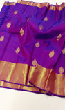 Durgamoha , Majenta shade Kanjivaram Silk Saree with Golden Zari and Motifs-SACHI001MS