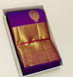 Durgamoha , Majenta shade Kanjivaram Silk Saree with Golden Zari and Motifs-SACHI001MS