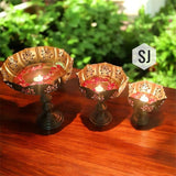 Elegant Lotus Flower Etched Work With Pillar Stands Urli combo of 3 -AKSH001UC
