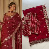 NEW BOLLYWOOD SUPERHIT DESIGN LAUNCHING SEQUINS CRUSH PLEATED SAREE-SSS001BR
