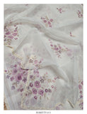 Lavender , Premium Hand Embroidered Digital Printed White Organza Saree with Blouse -DEEP001OSWL