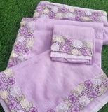 Elegant soft Kota saree with delicate floral embroidery and lace detailing-DEEP001VKS