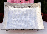 Big Size Antique Finish German silver rectangular tray for special Occassions-AKSH001GT