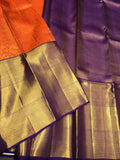 Leela , Orange and Purple Shade Combination elegant Kanchipuram handloom pure silk saree for women -SACHI001KS