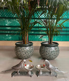 Silver Finish Parrot on stand with bowl for dry fruits/chocolates -ANUB001DF