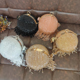 Golden Shade Premium Crystal Ball Bucket Bag Clutch for Women -AKSH001GS