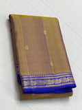 Revathy , Traditional Mustard Green and Indigo Blue Shade Combination Kanjeevaram Silk Saree for Women -SACHI001MI