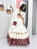 White Cotton Lehenga Choli Duppatta for Navratry 2025 -PANK001WL