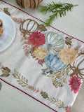 Pumpkin Love , Digitally printed pumpkins velvet fabric runner with beadwork-AKSH001PBR