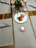 Elegant and Classic natural linen table runner, placemats and matching napkins set-AKSH001TL