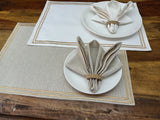 Elegant and Classic natural linen table runner, placemats and matching napkins set-AKSH001TL