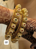 Royalty inspired Antique Gold Finish  beautiful openable Bangles in pair-JAYDU001BL