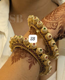 Royalty inspired Antique Gold Finish  beautiful openable Bangles in pair-JAYDU001BL