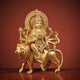 Beautiful Goddess Durga Sitting on Lion Brass Statue-ANUB001DM