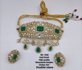 Tamannah , Gold Finish Moissonite Stone Studded Choker Necklace Set for Women -JAYDU001MC