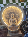 Lotus Buddha Fountain with Surya Chakra for Home Decor -ANUB001SCLB