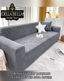 Grey Shade  Beautiful Leaf Design Jacquard Elastic Fitted Sofa Cover Set -CT001SCG