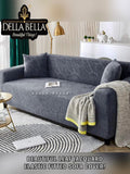 Grey Shade  Beautiful Leaf Design Jacquard Elastic Fitted Sofa Cover Set -CT001SCG