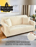 Cream Shade Beautiful Leaf Design Jacquard Elastic Fitted Sofa Cover Set -CT001SCC