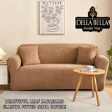 Brown Shade Beautiful Leaf Design Jacquard Elastic Fitted Sofa Cover  Set -CT001SCBRO