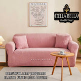 Pink Shade Beautiful Leaf Design Jacquard Elastic Fitted Sofa Cover  Set -CT001SCP