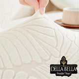 Cream Shade Beautiful Leaf Design Jacquard Elastic Fitted Sofa Cover Set -CT001SCC