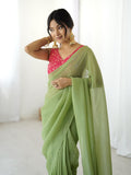 Natasha , Drape elegance in seconds with Sparkle silk ready to wear saree with stitched Blouse-SSS001SSB