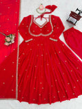 Sh T Launching New&nbsp; Showcasing&nbsp; Premium Brand Wear Red Georgette Anarkali Suit with Duppatta -TREND001RA