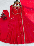 Sh T Launching New&nbsp; Showcasing&nbsp; Premium Brand Wear Red Georgette Anarkali Suit with Duppatta -TREND001RA
