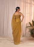 Mehek Mustard Green Beautiful Georgette Saree for women -OM0001MG