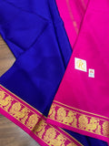 Mayuri , elegant Blue and Pink Combination Mysore Crepe Silk Saree for women -SACHI001BP