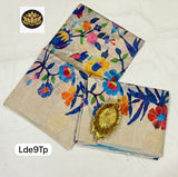 Malavika , Premium Moonga Tussar Pen Kalamkari saree with contrast pallu and blouse -TREND001MP