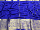 Neelam , Indigo Blue Shade Pure Mysore silk saree with Golden Weaving Zari Borders and Pallu -SACHI001MS