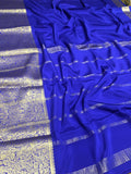 Neelam , Indigo Blue Shade Pure Mysore silk saree with Golden Weaving Zari Borders and Pallu -SACHI001MS