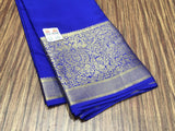 Neelam , Indigo Blue Shade Pure Mysore silk saree with Golden Weaving Zari Borders and Pallu -SACHI001MS