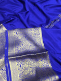 Neelam , Indigo Blue Shade Pure Mysore silk saree with Golden Weaving Zari Borders and Pallu -SACHI001MS