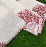 Christmas Special , Elegant Chanderi saree with matching blouse, featuring intricate cutwork floral detailing-DEEP001CS