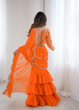 Orange Shade Ruffle Saree with Sequins Work for Women -SSS001ORS