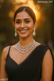 Aiswarya , Platinum Finish Diamond Design Necklace Set for Women -SIP001DN