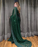Glada , Green Sequins Saree for Women -MISS001GS