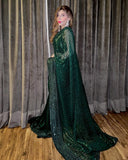 Glada , Green Sequins Saree for Women -MISS001GS
