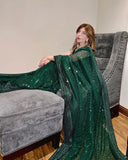 Glada , Green Sequins Saree for Women -MISS001GS
