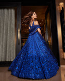 Beauty in Blue , Electric Blue Sequins Lehenga For Women-LASA001BL