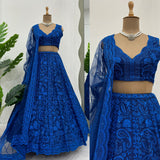 Beauty in Blue , Electric Blue Sequins Lehenga For Women-LASA001BL