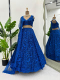Beauty in Blue , Electric Blue Sequins Lehenga For Women-LASA001BL